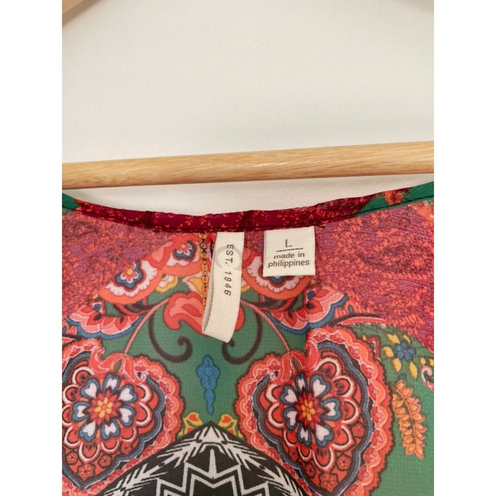 EST 1946 Long Open Front Colorful Kimono Size Large Boho Whimsical B85 - Picture 8 of 15